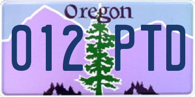 OR license plate 012PTD