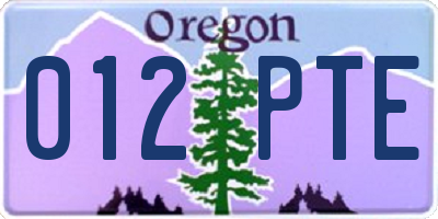 OR license plate 012PTE