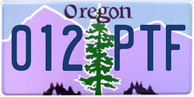 OR license plate 012PTF