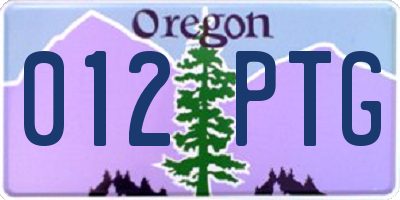 OR license plate 012PTG