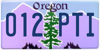 OR license plate 012PTI