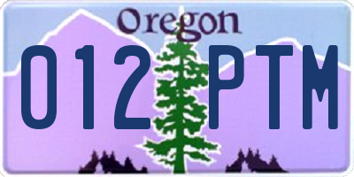 OR license plate 012PTM