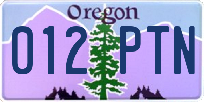 OR license plate 012PTN