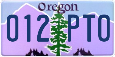 OR license plate 012PTO