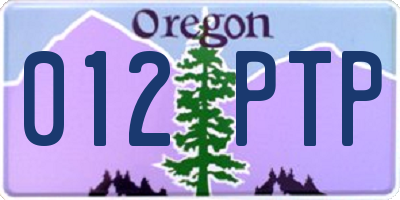 OR license plate 012PTP