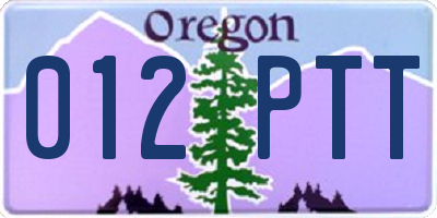 OR license plate 012PTT