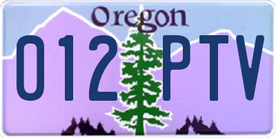 OR license plate 012PTV