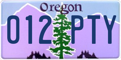 OR license plate 012PTY