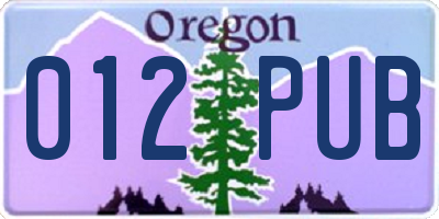 OR license plate 012PUB