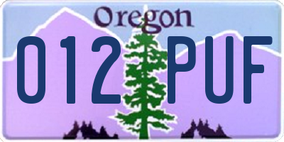 OR license plate 012PUF