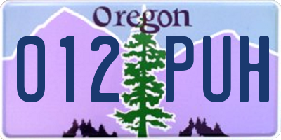 OR license plate 012PUH