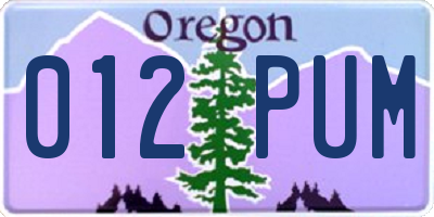 OR license plate 012PUM