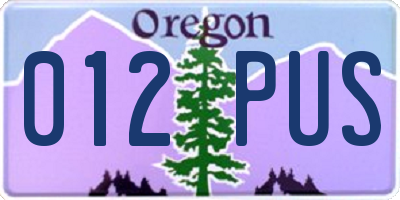 OR license plate 012PUS