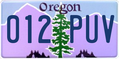 OR license plate 012PUV