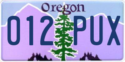 OR license plate 012PUX