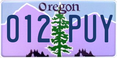 OR license plate 012PUY
