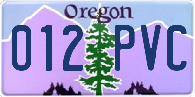 OR license plate 012PVC