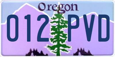 OR license plate 012PVD