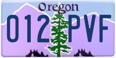 OR license plate 012PVF