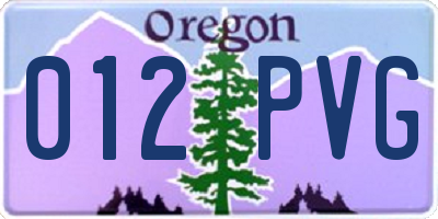 OR license plate 012PVG