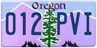 OR license plate 012PVI
