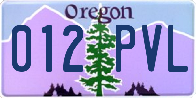 OR license plate 012PVL