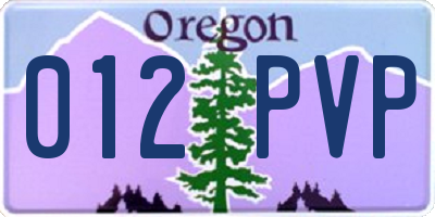 OR license plate 012PVP
