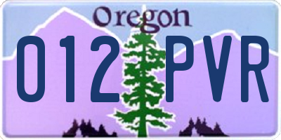 OR license plate 012PVR