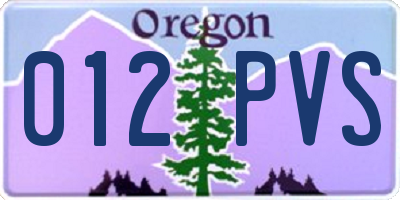 OR license plate 012PVS