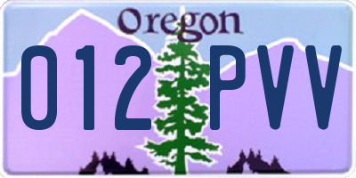 OR license plate 012PVV