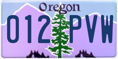 OR license plate 012PVW