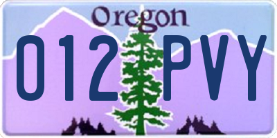 OR license plate 012PVY