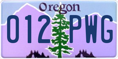 OR license plate 012PWG