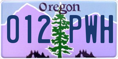 OR license plate 012PWH