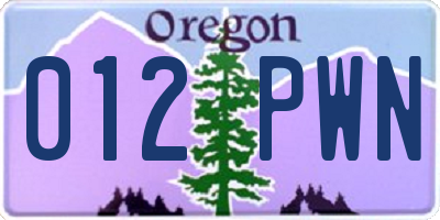 OR license plate 012PWN