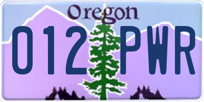 OR license plate 012PWR