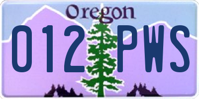 OR license plate 012PWS
