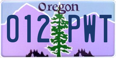 OR license plate 012PWT