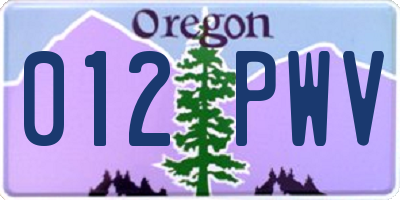 OR license plate 012PWV