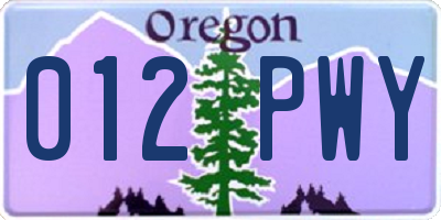 OR license plate 012PWY