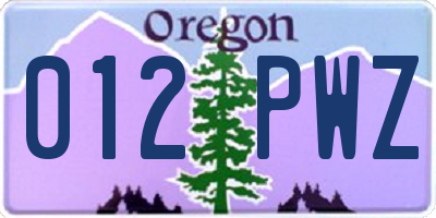 OR license plate 012PWZ