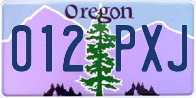 OR license plate 012PXJ