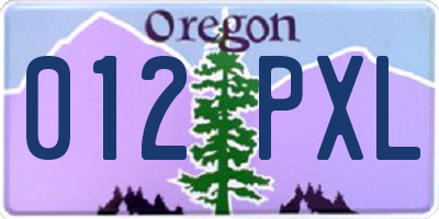OR license plate 012PXL
