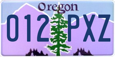 OR license plate 012PXZ
