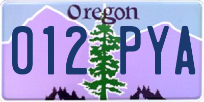 OR license plate 012PYA