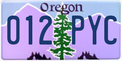 OR license plate 012PYC