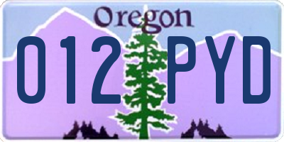 OR license plate 012PYD