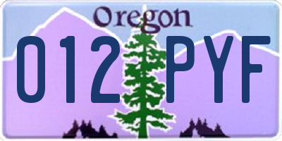 OR license plate 012PYF