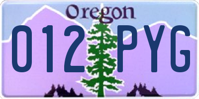 OR license plate 012PYG