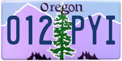 OR license plate 012PYI
